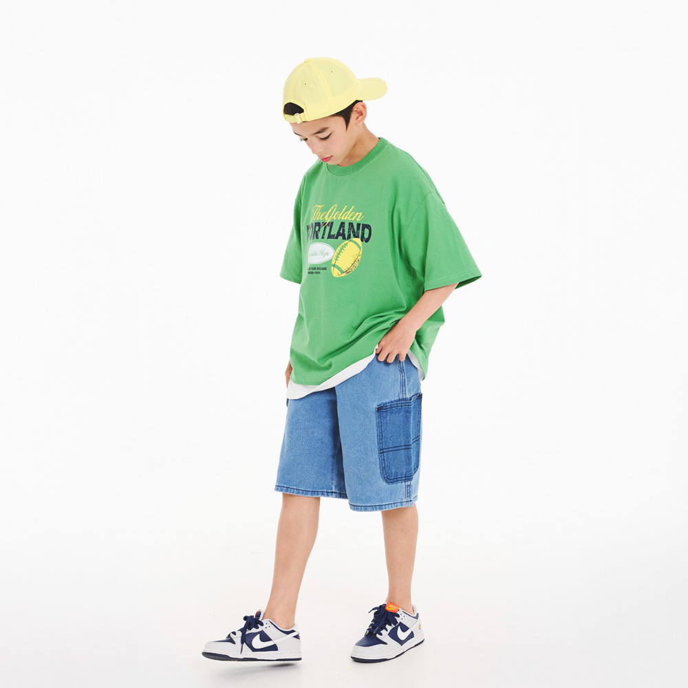 Block Denim Half Pants (Size 9-23)