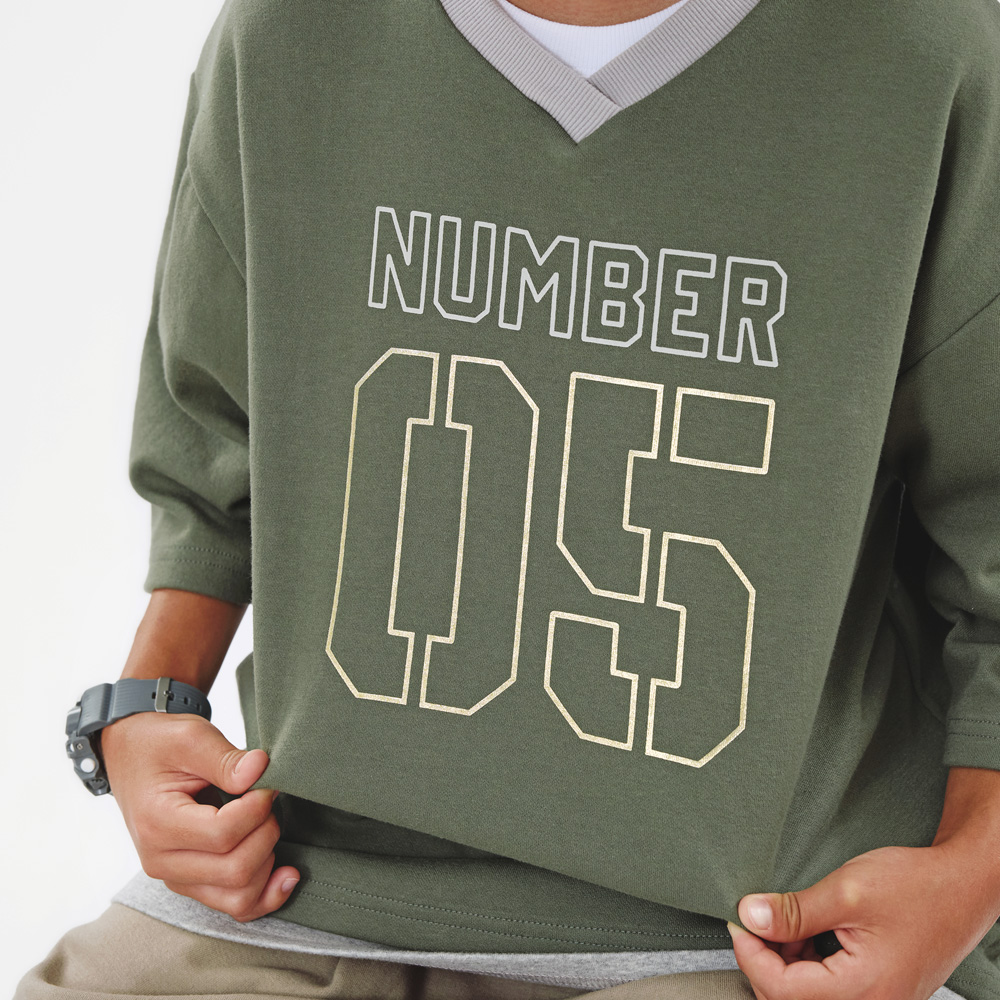 Number Golden V-Neck T-shirt (Size 9-23)