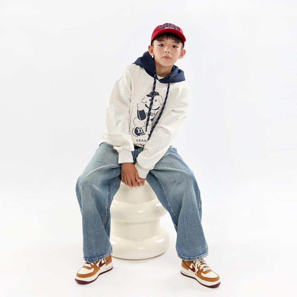 Doggy Embossed Hooded Man-to-Man (Size 9-23)