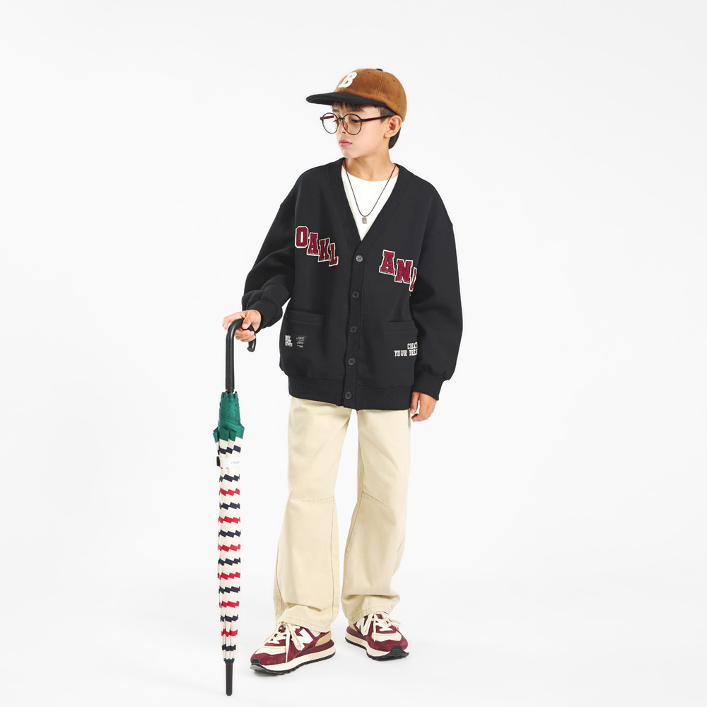 Oak Embroidery Patch Cotton Cardigan (Size 9-23)