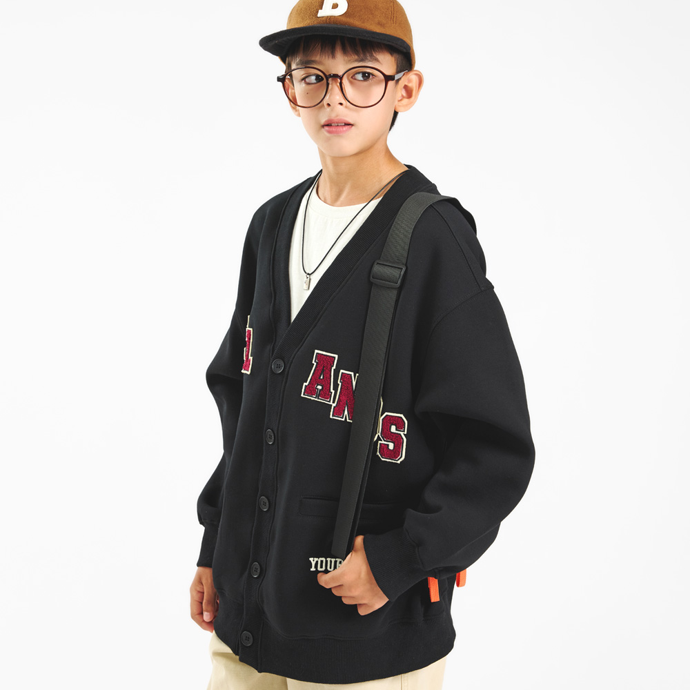 Oak Embroidery Patch Cotton Cardigan (Size 9-23)