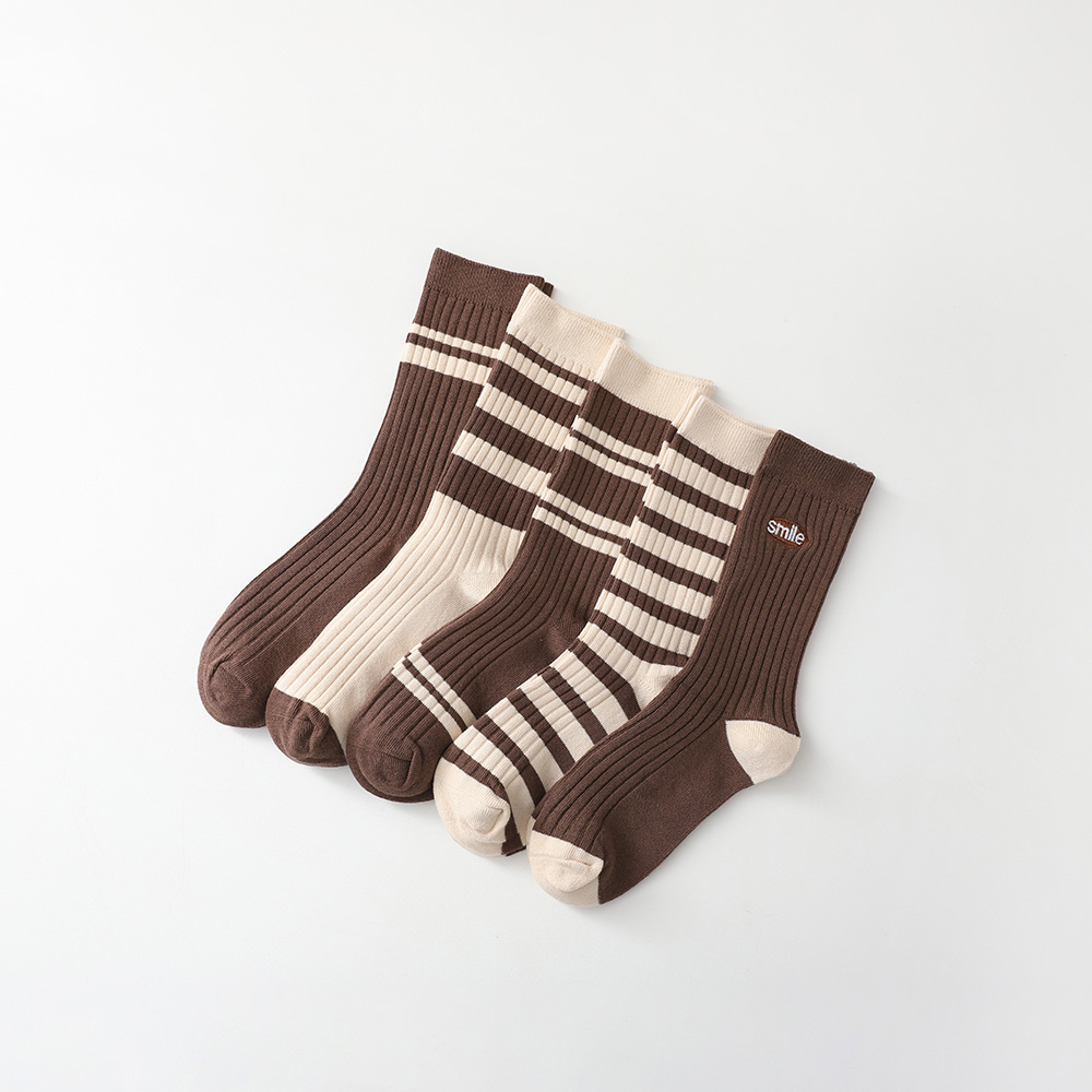 Brown Smile Socks 5-piece set