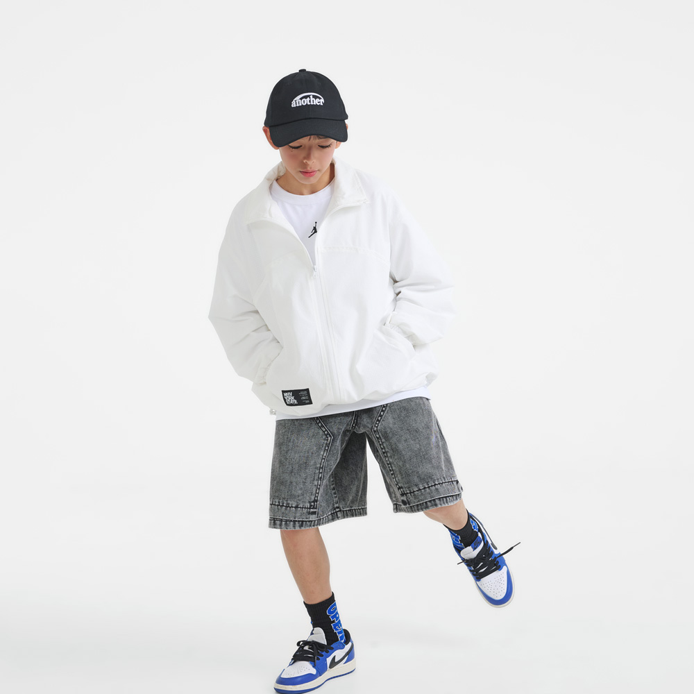 Hooded denim half pants (sizes 11-23)